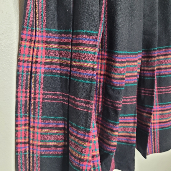 VTG Pendleton Skirt Size Black Pleated A-Line Wool A-Line Academia Tartan - Picture 3 of 9